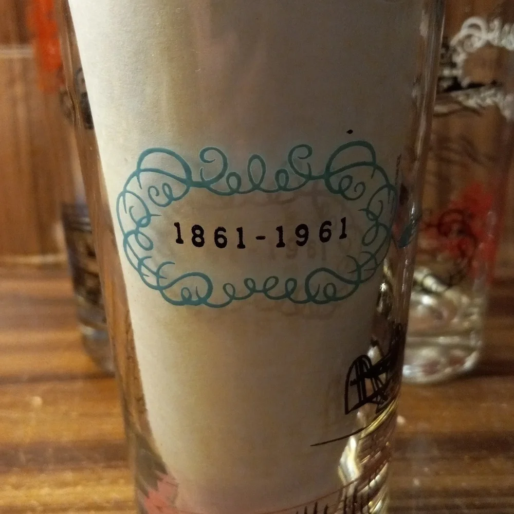 Vintage 1961 transportation glasses set of 5